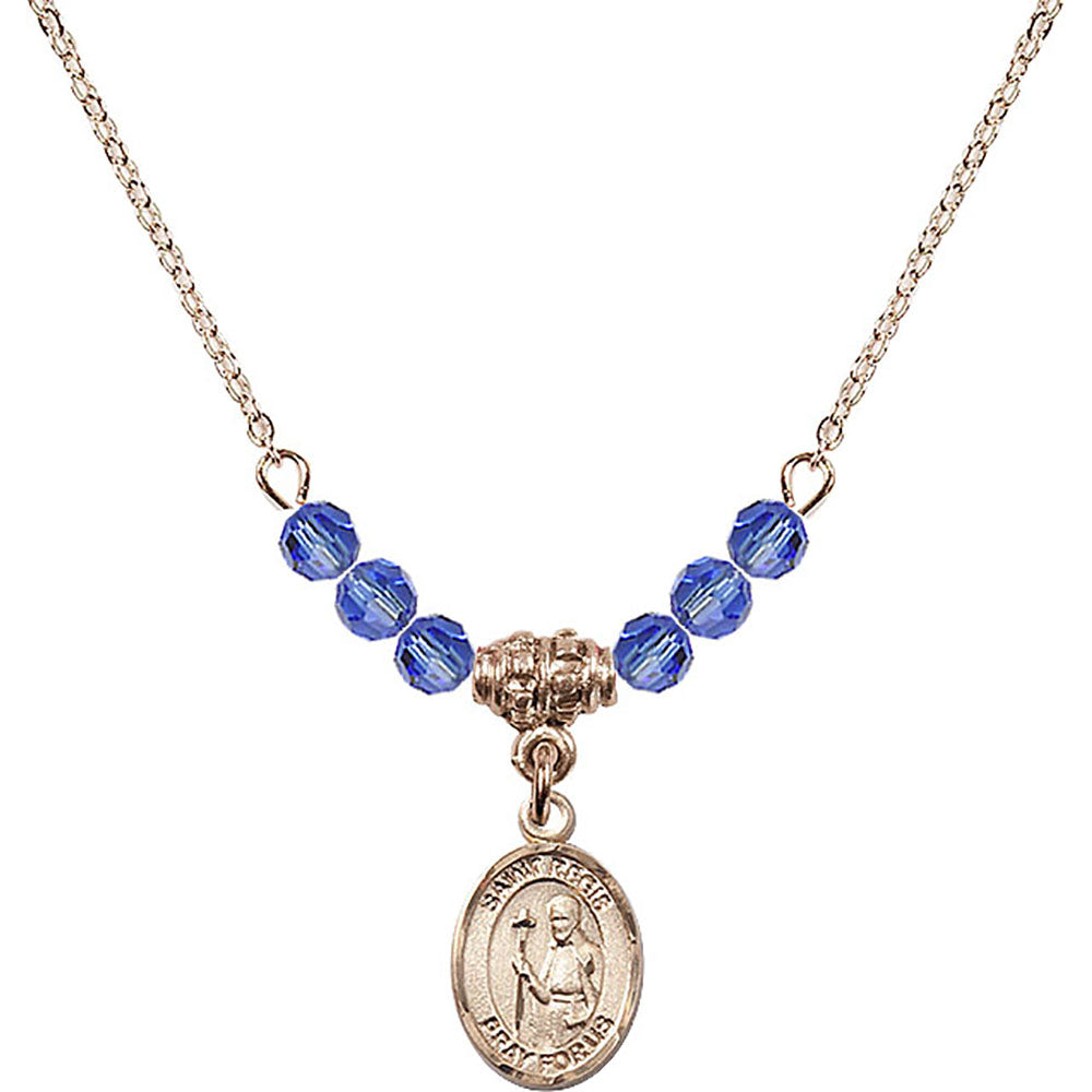 14kt Gold Filled Saint Regis Birthstone Necklace with Sapphire Beads - 9380