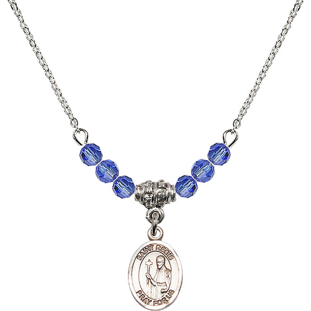 Sterling Silver Saint Regis Birthstone Necklace with Sapphire Beads - 9380