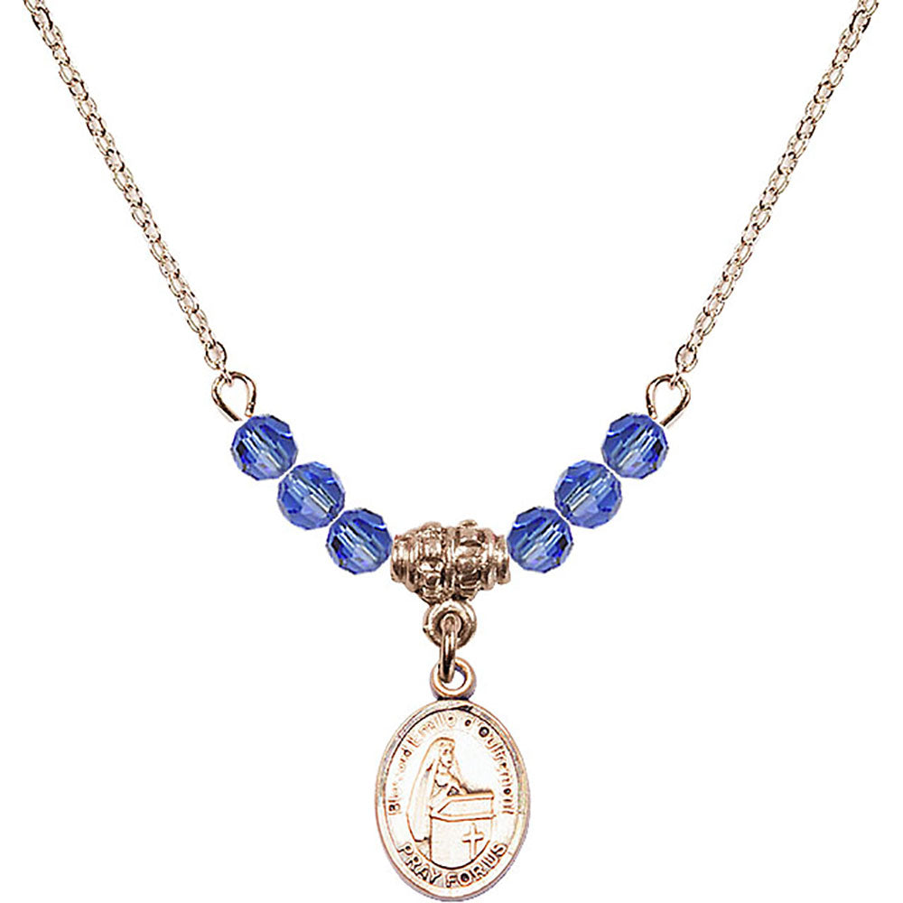 14kt Gold Filled Blessed Emilee Doultremont Birthstone Necklace with Sapphire Beads - 9390