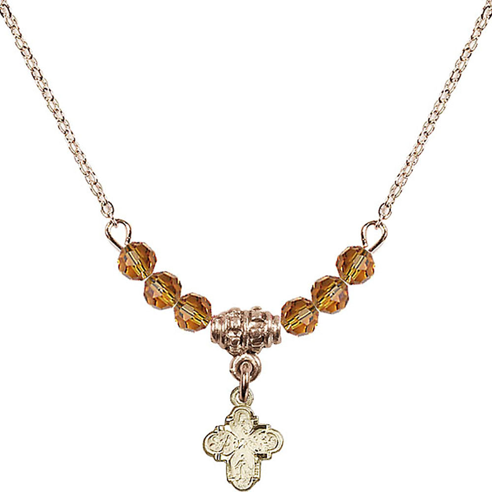 14kt Gold Filled 4-Way Birthstone Necklace with Topaz Beads - 0207
