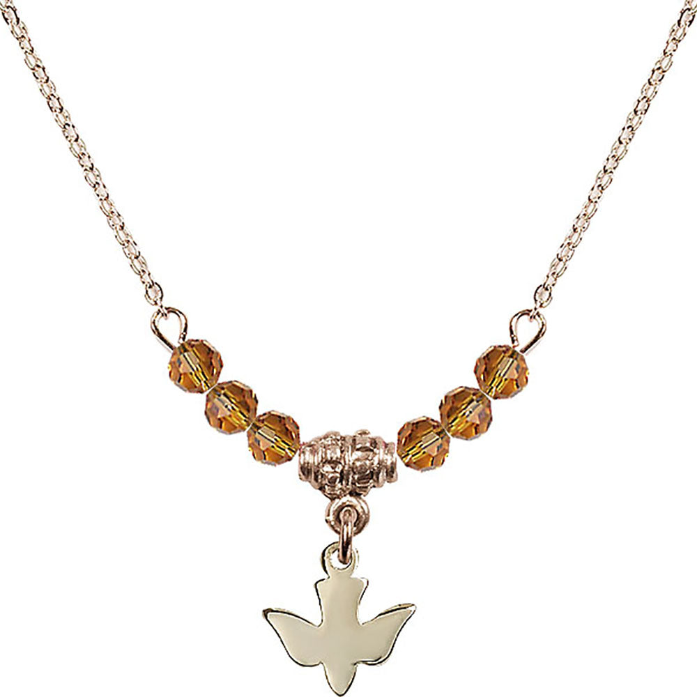 14kt Gold Filled Holy Spirit Birthstone Necklace with Topaz Beads - 0225