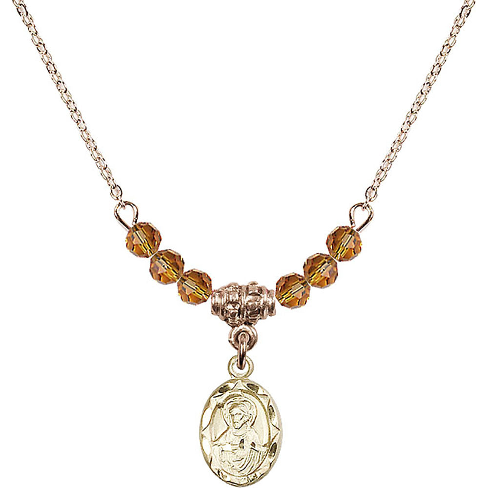 14kt Gold Filled Scapular Birthstone Necklace with Topaz Beads - 0301