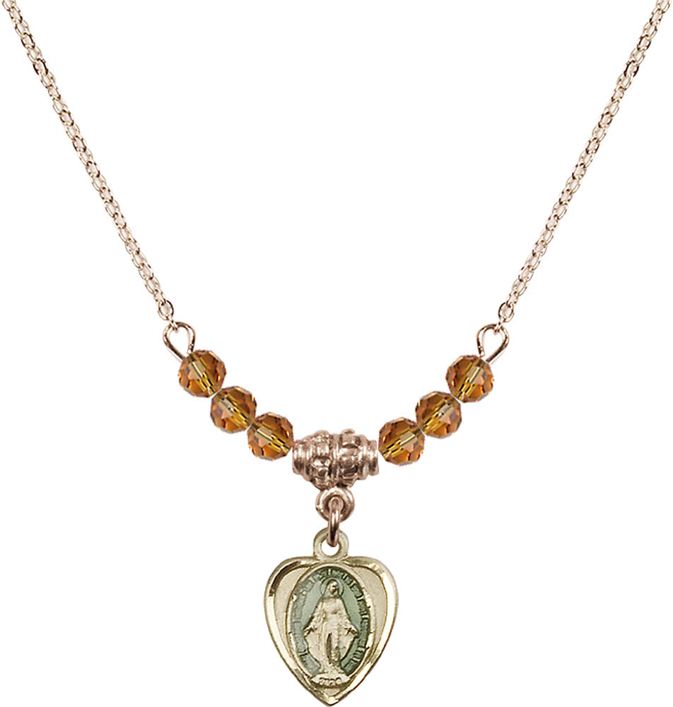 14kt Gold Filled Miraculous Birthstone Necklace with Topaz Beads - 0706