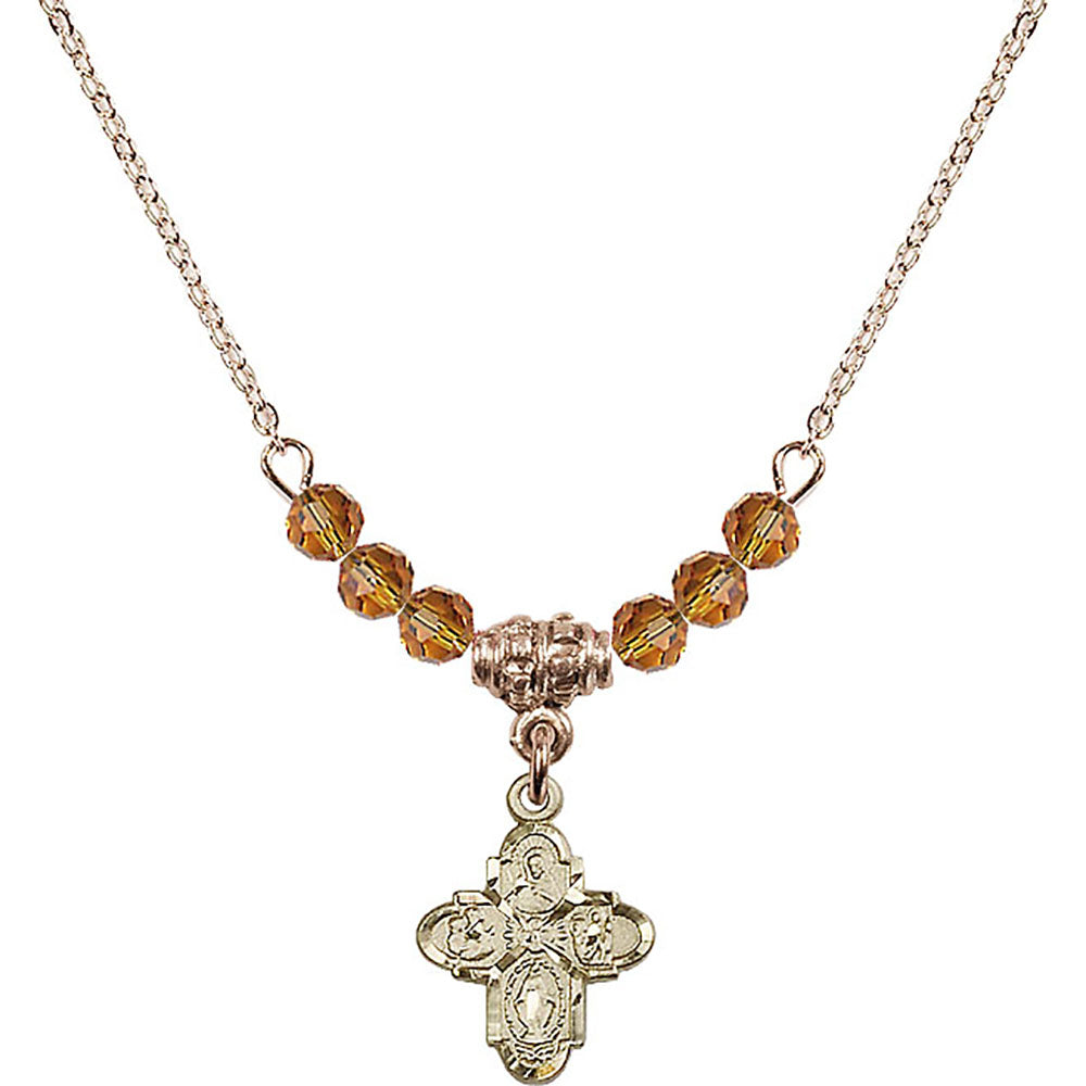 14kt Gold Filled 4-Way Birthstone Necklace with Topaz Beads - 3143