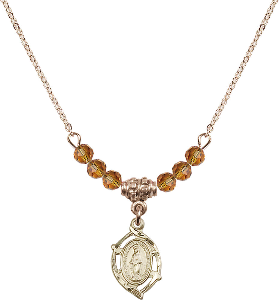 14kt Gold Filled Miraculous Birthstone Necklace with Topaz Beads - 4152
