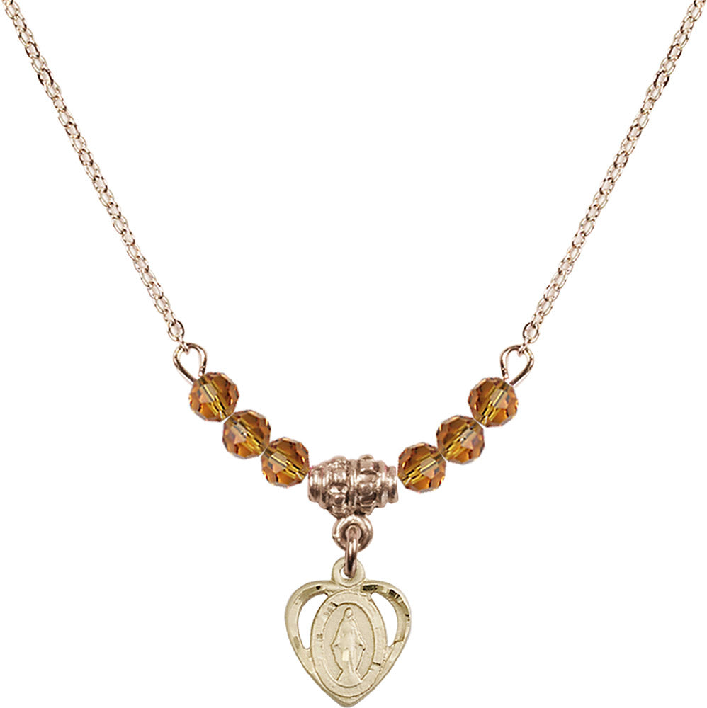 14kt Gold Filled Miraculous Birthstone Necklace with Topaz Beads - 5401