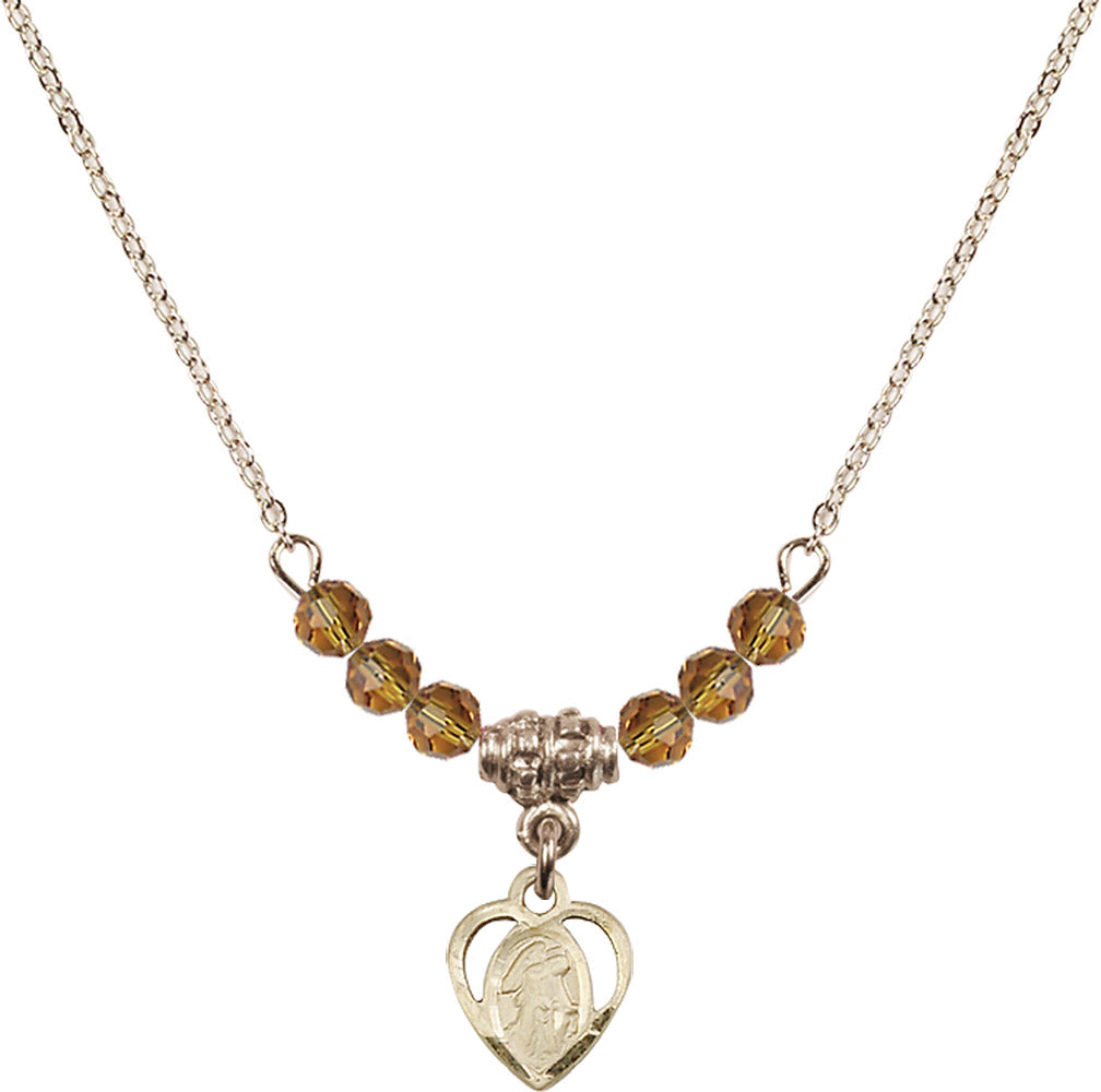14kt Gold Filled Guardian Angel Birthstone Necklace with Topaz Beads - 5407