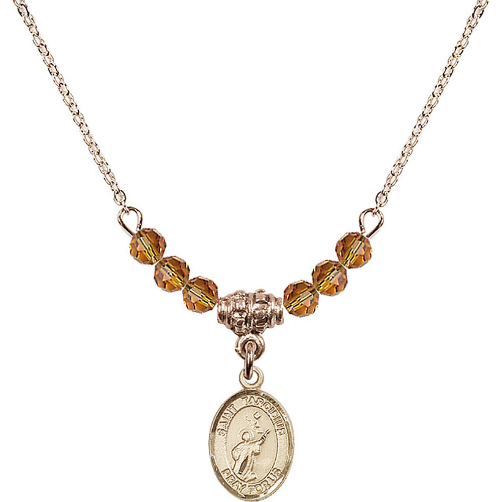 14kt Gold Filled Saint Tarcisius Birthstone Necklace with Topaz Beads - 9261