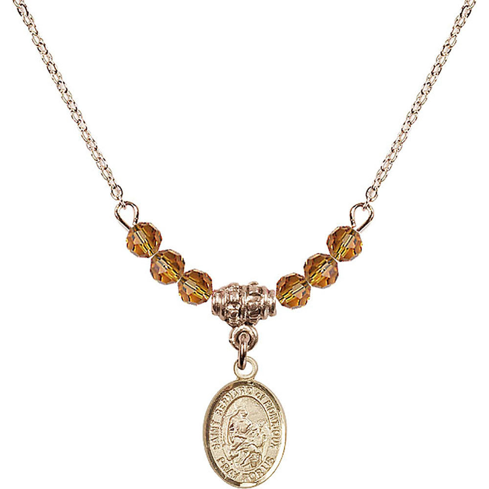 14kt Gold Filled Saint Bernard of Montjoux Birthstone Necklace with Topaz Beads - 9264