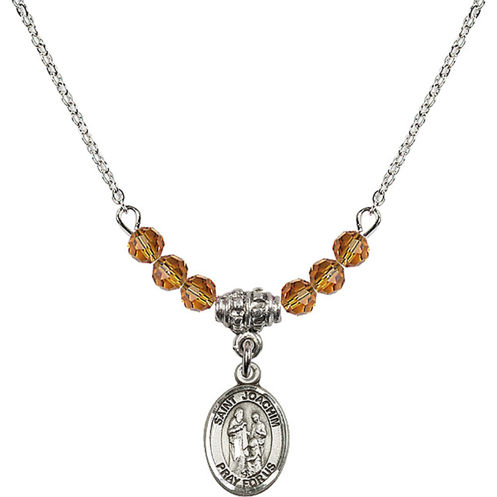 Sterling Silver Saint Joachim Birthstone Necklace with Topaz Beads - 9348