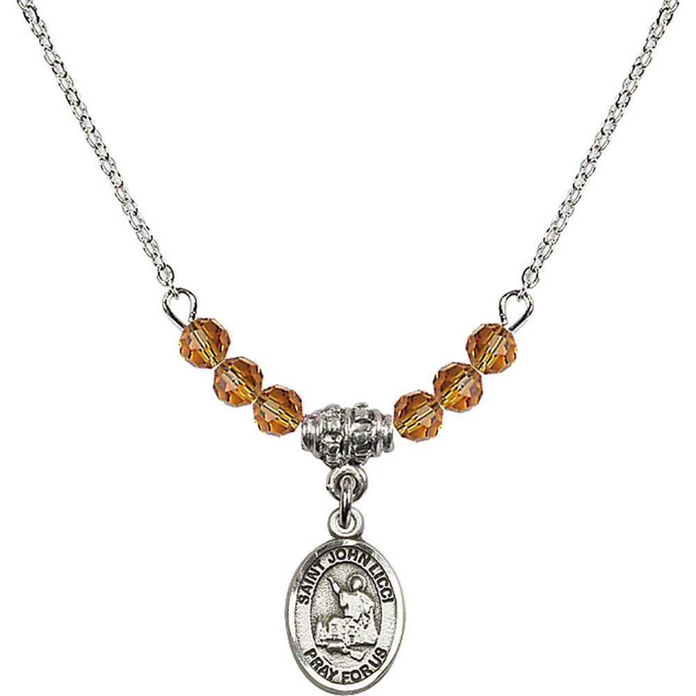 Sterling Silver Saint John Licci Birthstone Necklace with Topaz Beads - 9358