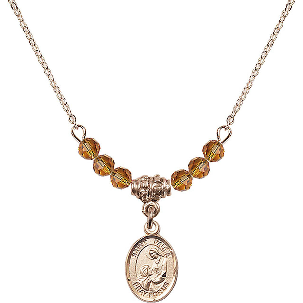 14kt Gold Filled Saint Paula Birthstone Necklace with Topaz Beads - 9359