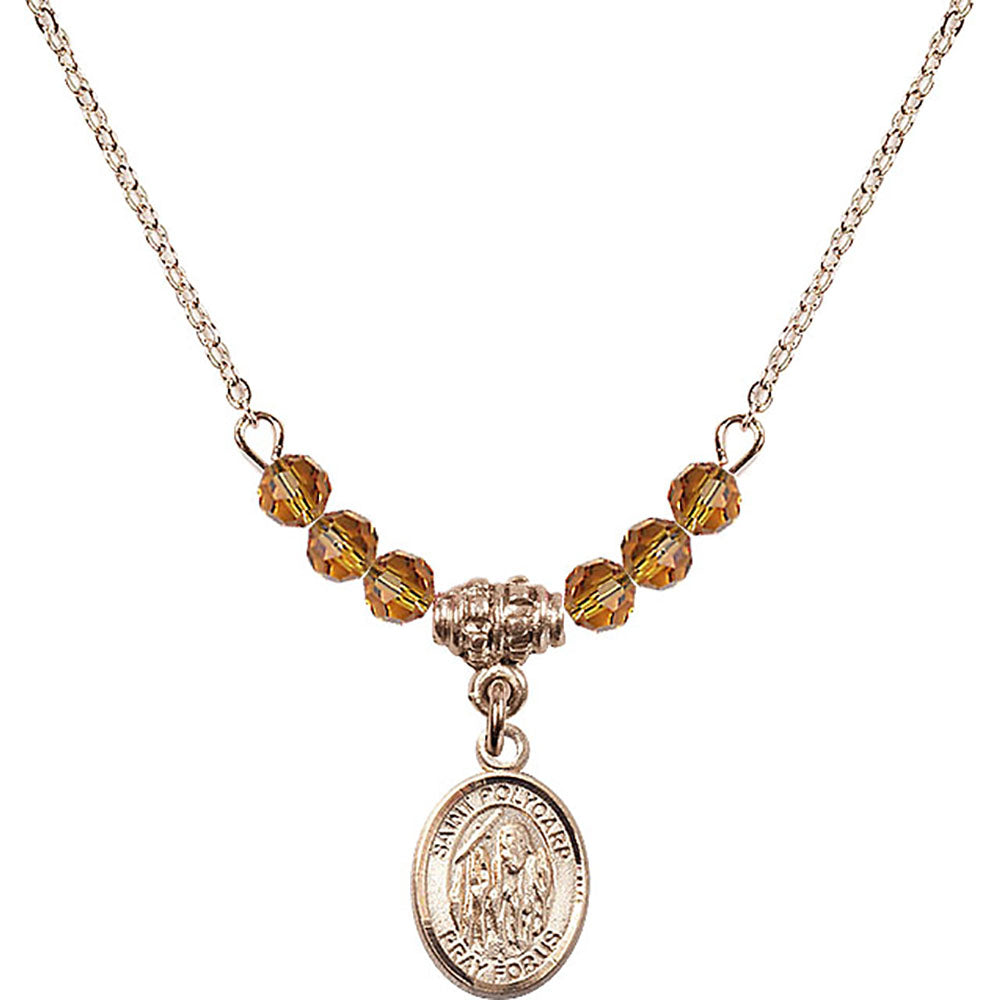 14kt Gold Filled Saint Polycarp of Smyrna Birthstone Necklace with Topaz Beads - 9363