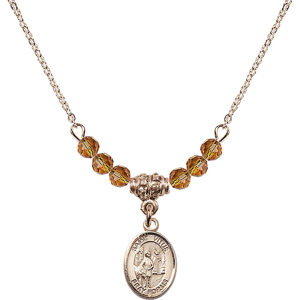 14kt Gold Filled Saint Vitus Birthstone Necklace with Topaz Beads - 9368