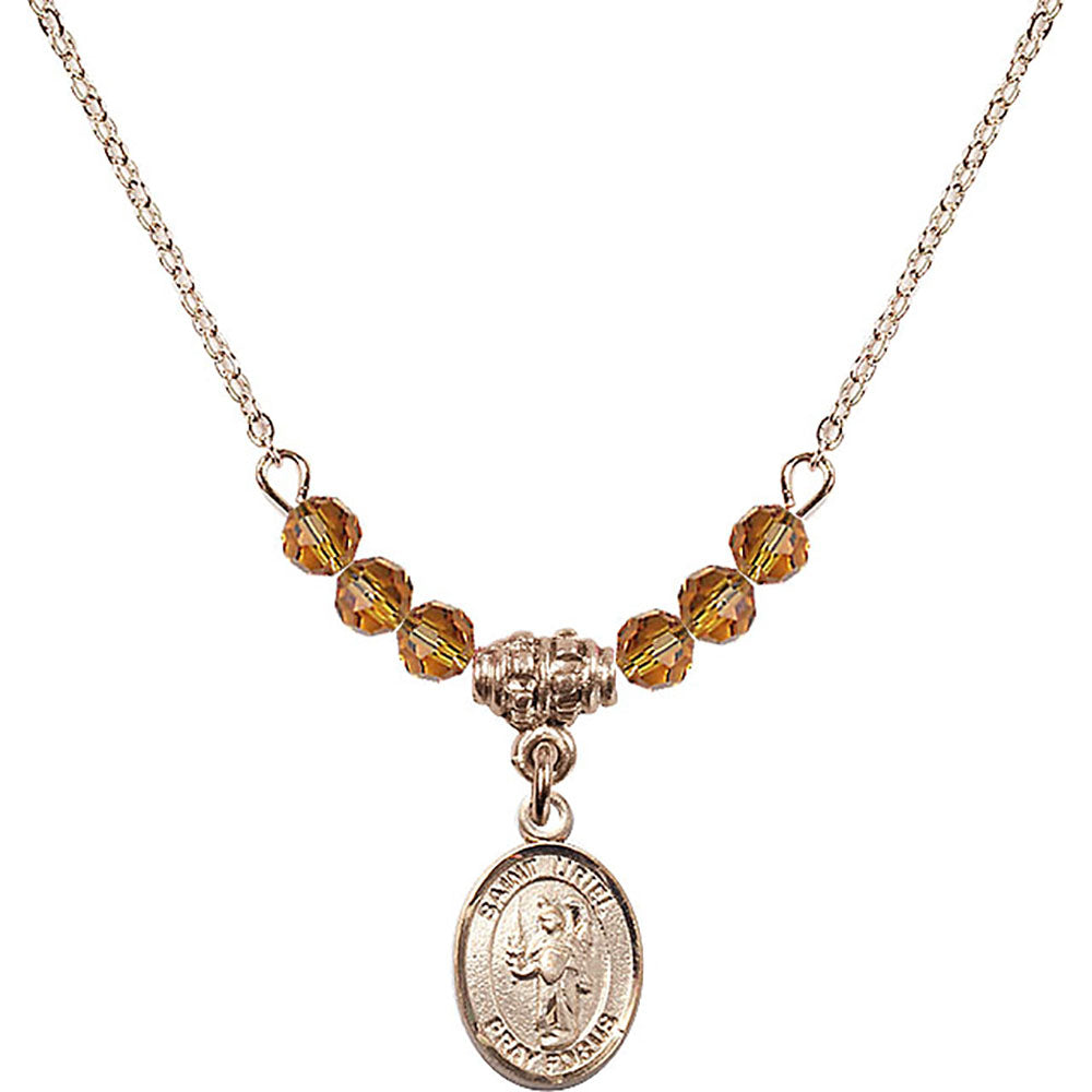 14kt Gold Filled Saint Uriel the Archangel Birthstone Necklace with To ...