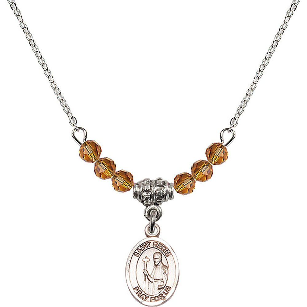 Sterling Silver Saint Regis Birthstone Necklace with Topaz Beads - 9380