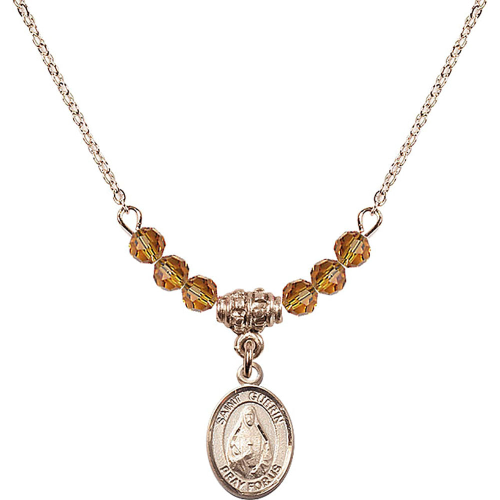 14kt Gold Filled Saint Theodora Birthstone Necklace with Topaz Beads - 9382