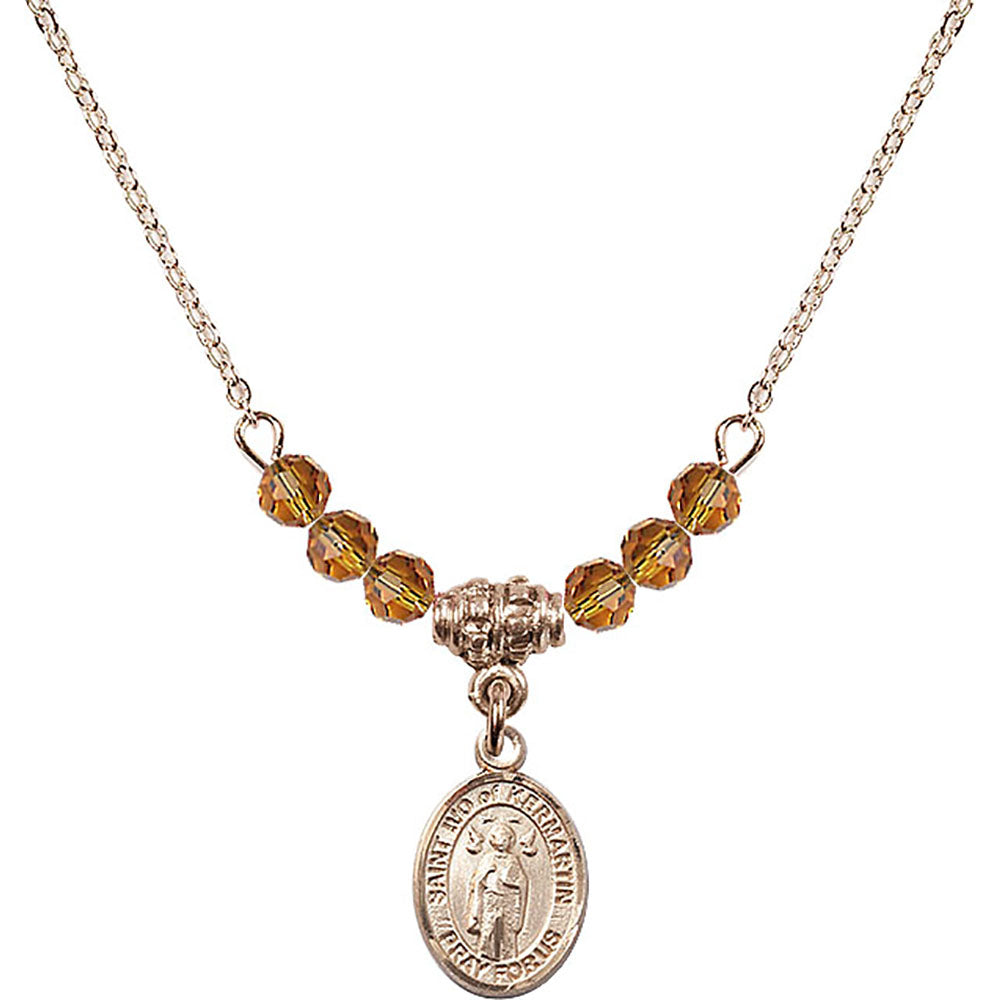 14kt Gold Filled Saint Ivo of Kelmartin Birthstone Necklace with Topaz Beads - 9384