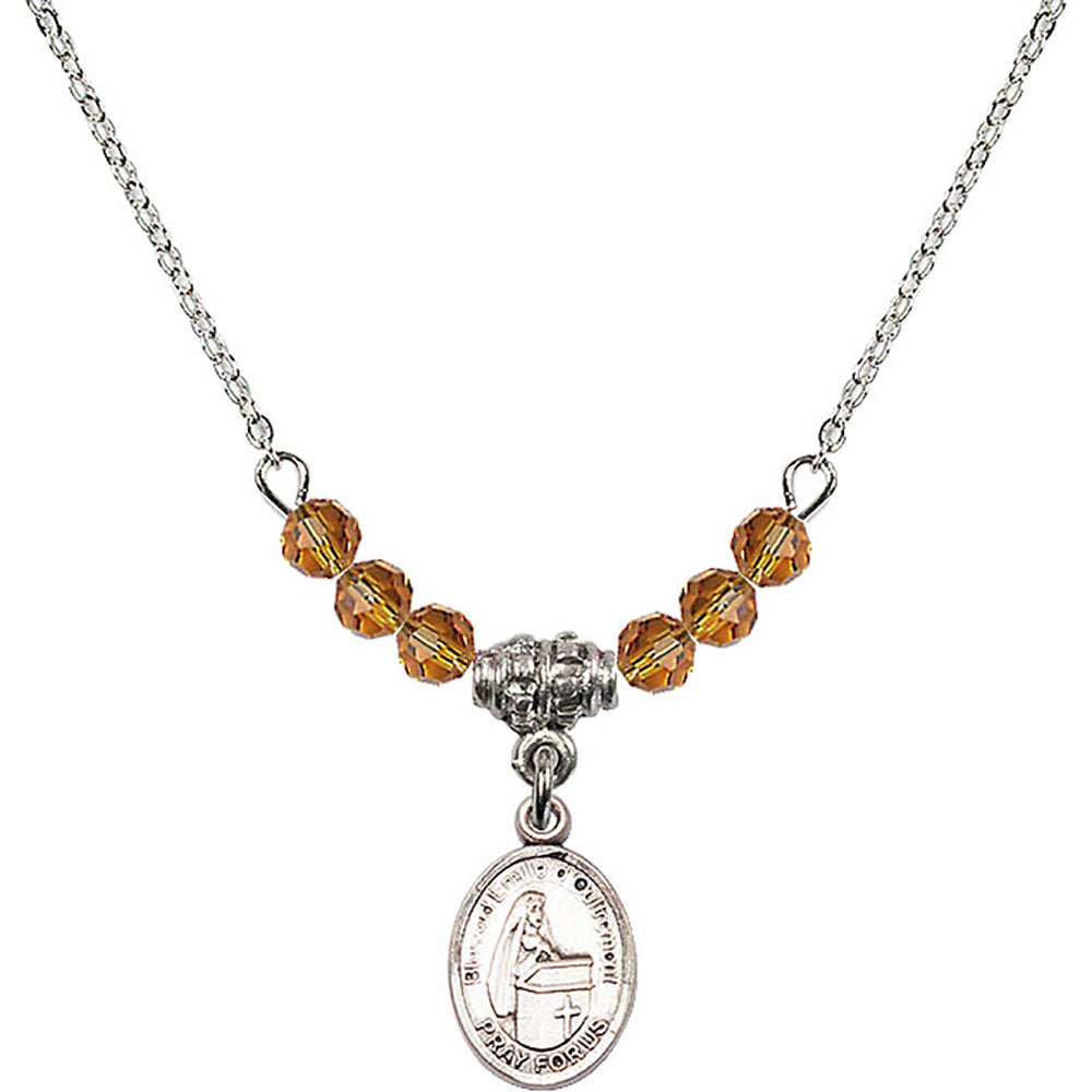 Sterling Silver Blessed Emilee Doultremont Birthstone Necklace with Topaz Beads - 9390