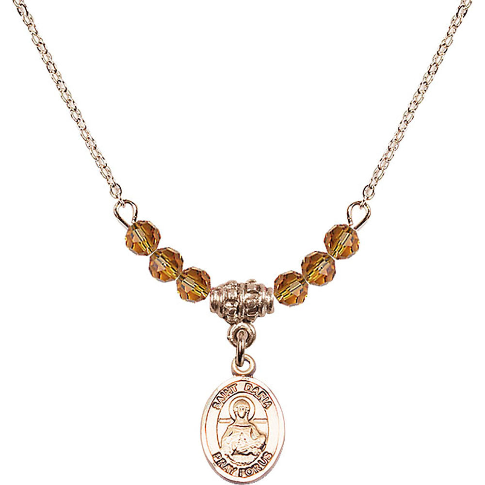 14kt Gold Filled Saint Daria Birthstone Necklace with Topaz Beads - 9396