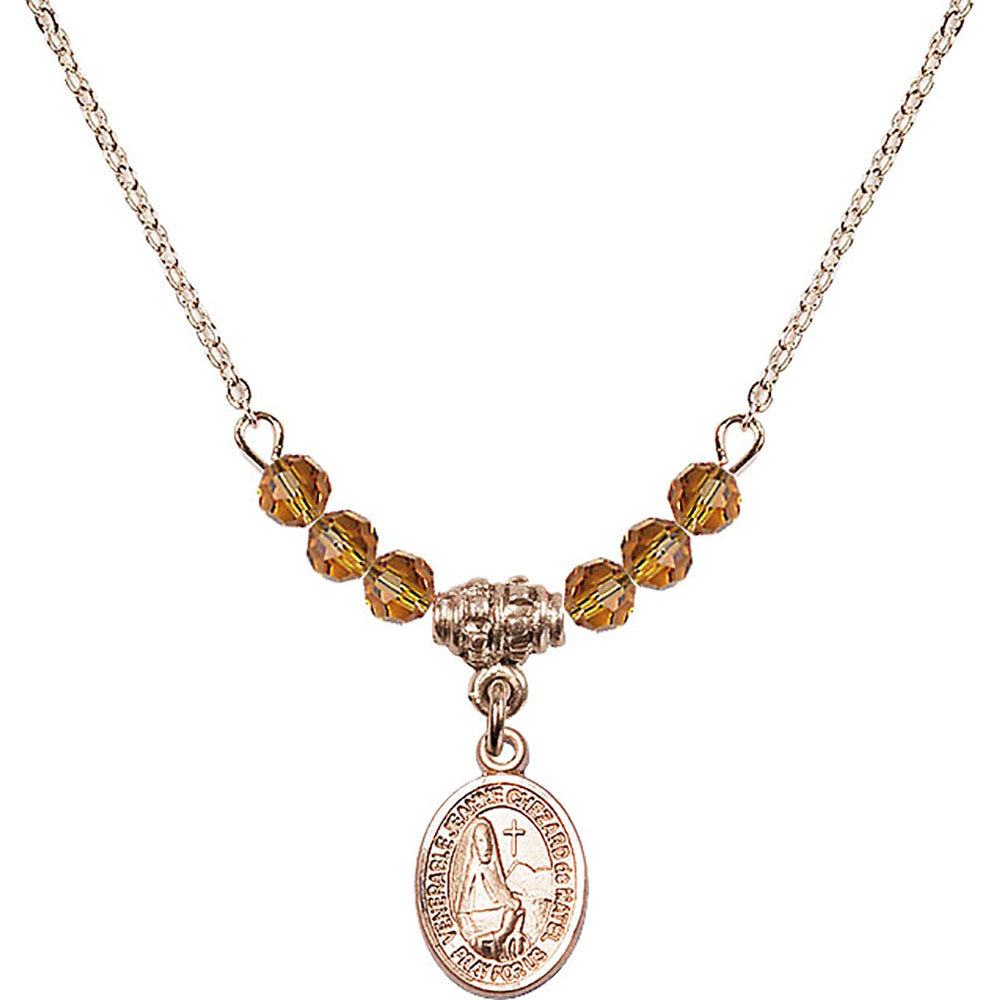 14kt Gold Filled Saint Jeanne Chezard de Matel Birthstone Necklace with Topaz Beads - 9401