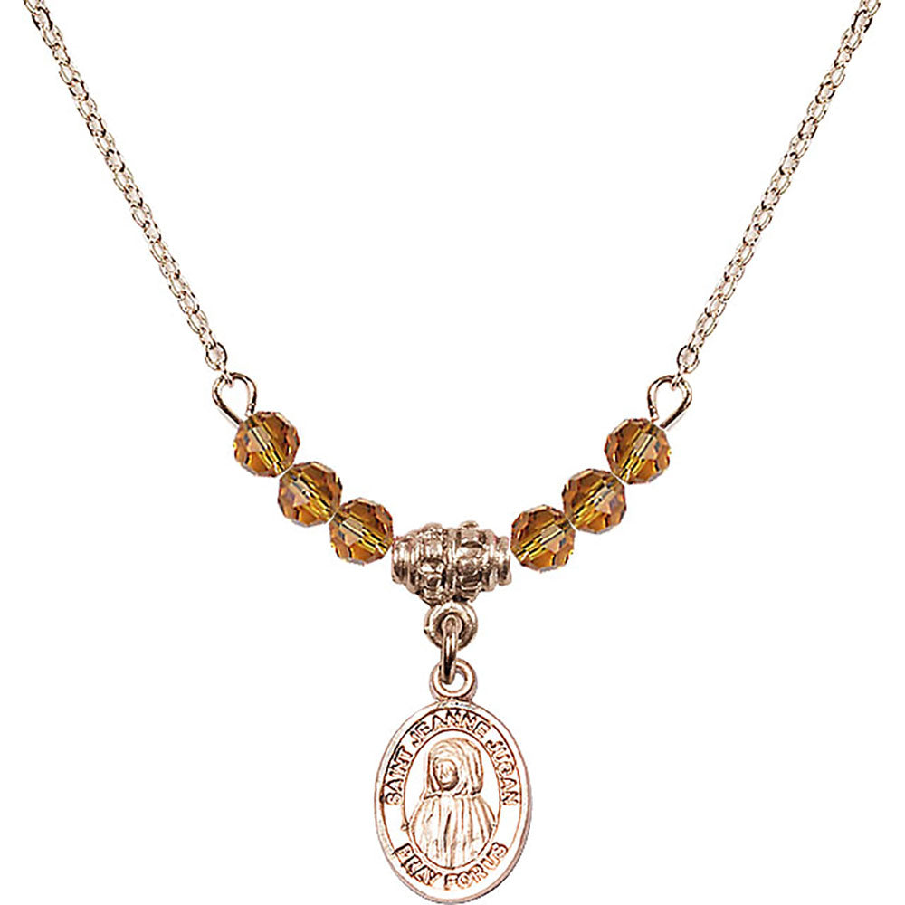 14kt Gold Filled Saint Jeanne Jugan Birthstone Necklace with Topaz Beads - 9409