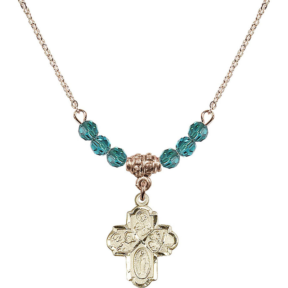 14kt Gold Filled 4-Way Birthstone Necklace with Zircon Beads - 0047