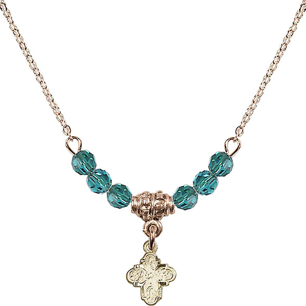 14kt Gold Filled 4-Way Birthstone Necklace with Zircon Beads - 0207