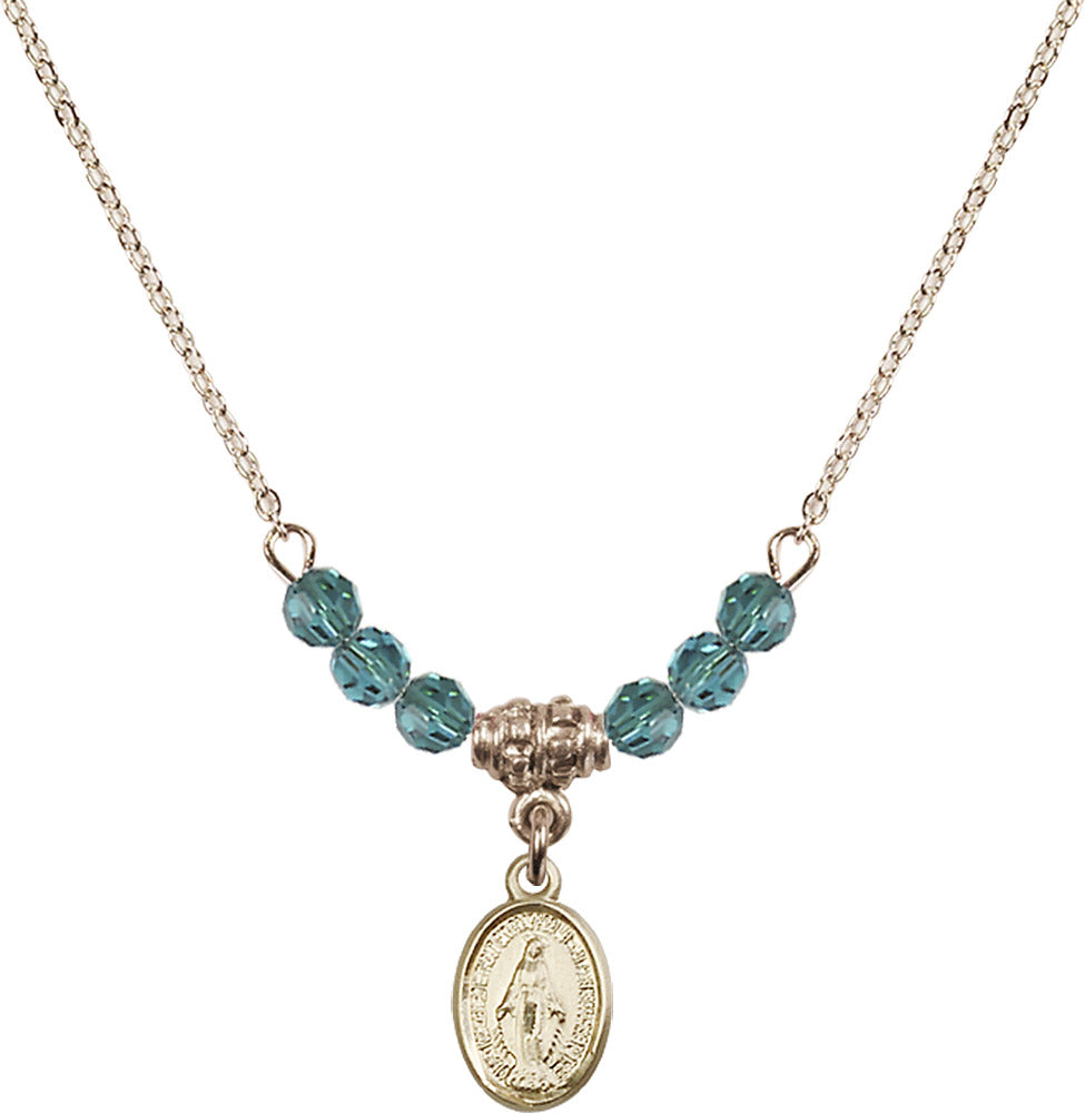 14kt Gold Filled Miraculous Birthstone Necklace with Zircon Beads - 0702