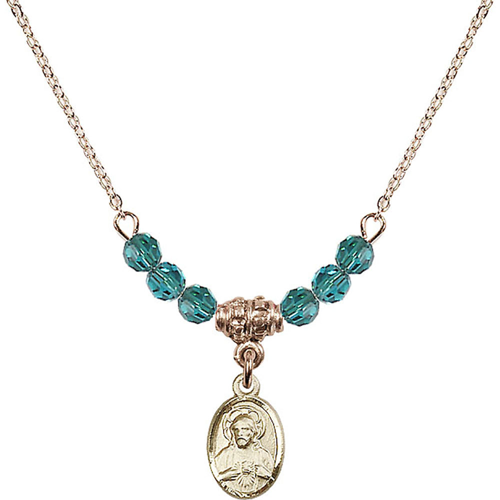 14kt Gold Filled Scapular Birthstone Necklace with Zircon Beads - 0702