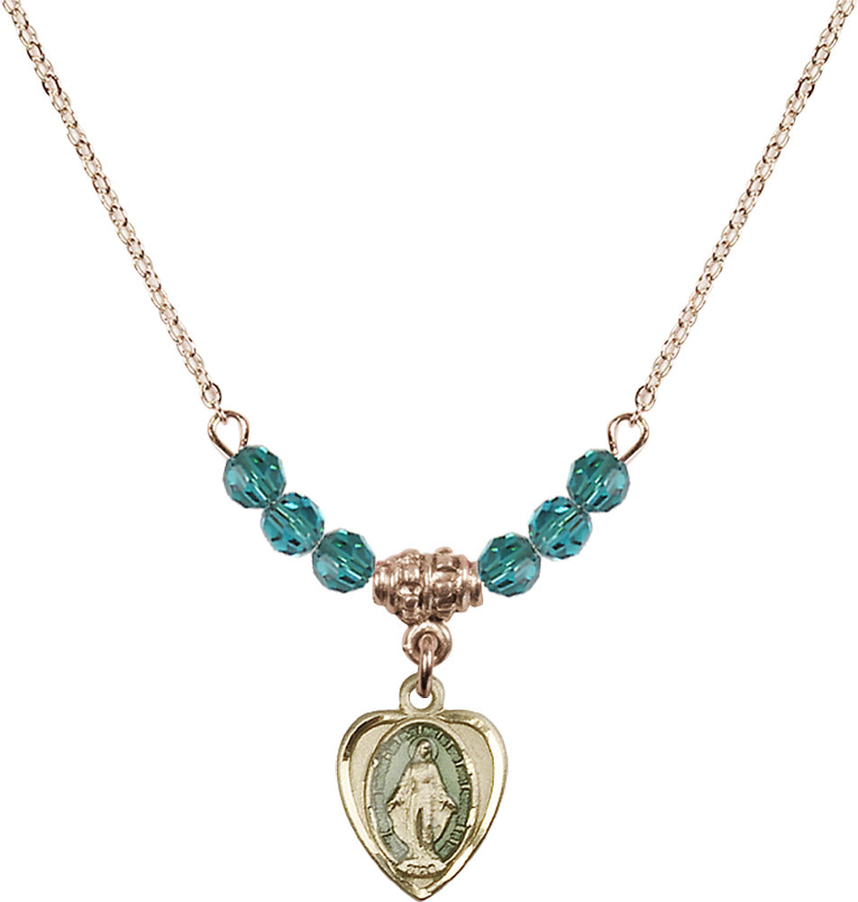 14kt Gold Filled Miraculous Birthstone Necklace with Zircon Beads - 0706