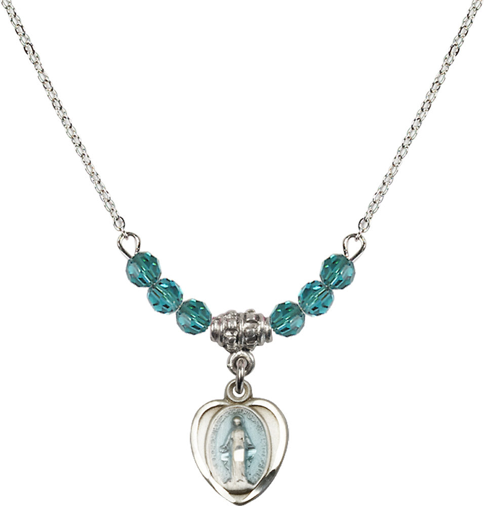Sterling Silver Miraculous Birthstone Necklace with Zircon Beads - 0706