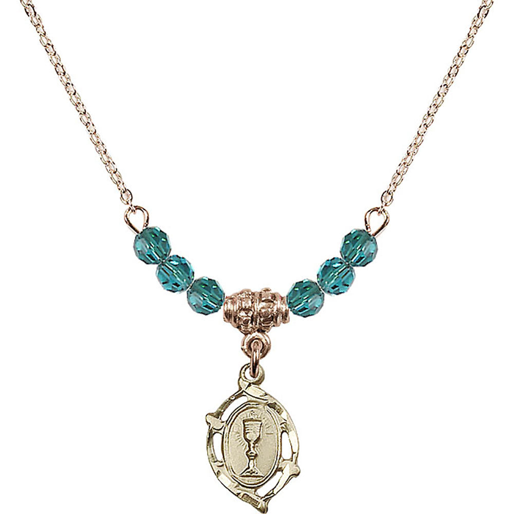 14kt Gold Filled Communion Birthstone Necklace with Zircon Beads - 3019
