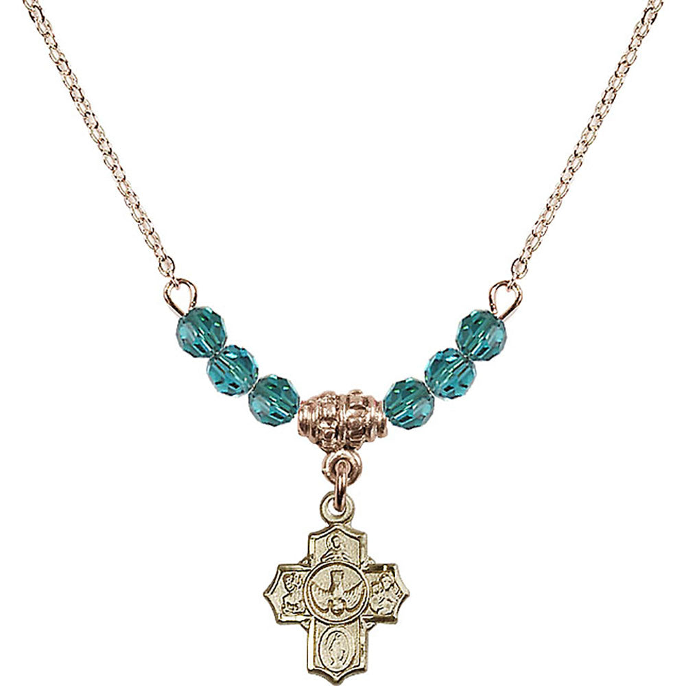 14kt Gold Filled 5-Way Birthstone Necklace with Zircon Beads - 3190
