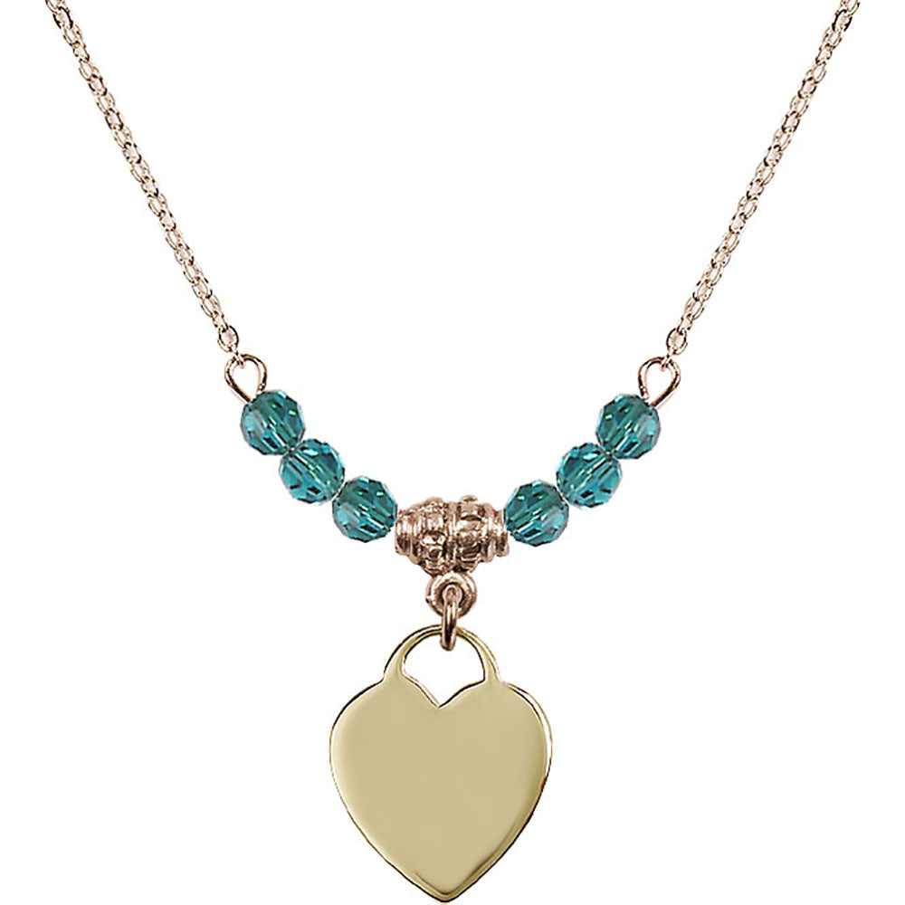 14kt Gold Filled Heart Birthstone Necklace with Zircon Beads - 3400
