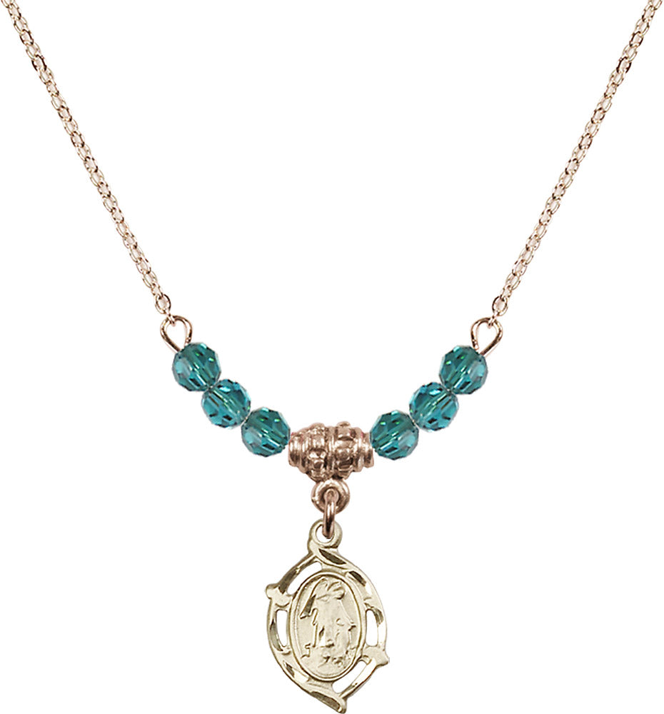 14kt Gold Filled Guardian Angel Birthstone Necklace with Zircon Beads - 4154