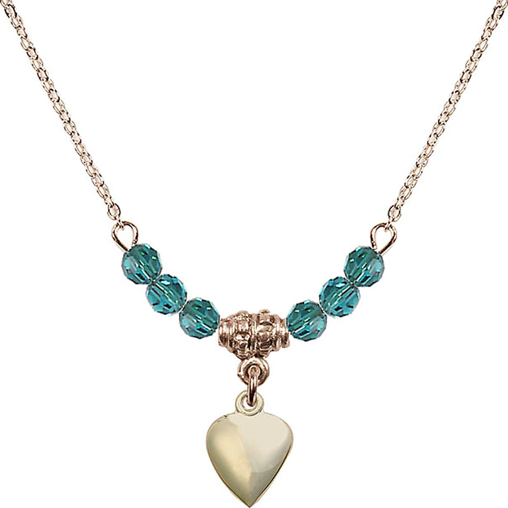 14kt Gold Filled Heart Birthstone Necklace with Zircon Beads - 4158