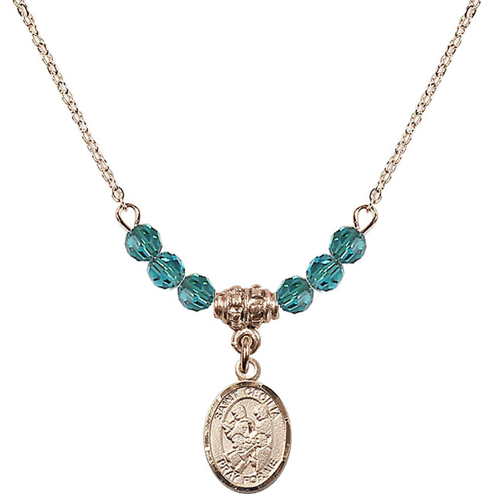 14kt Gold Filled Saint Cecilia / Marching Band Birthstone Necklace with Zircon Beads - 9179