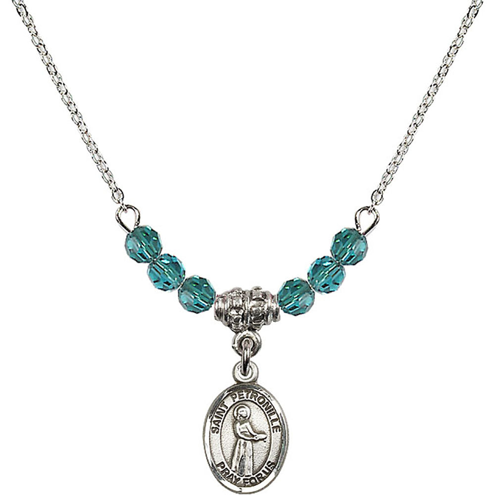 Sterling Silver Saint Petronille Birthstone Necklace with Zircon Beads - 9209