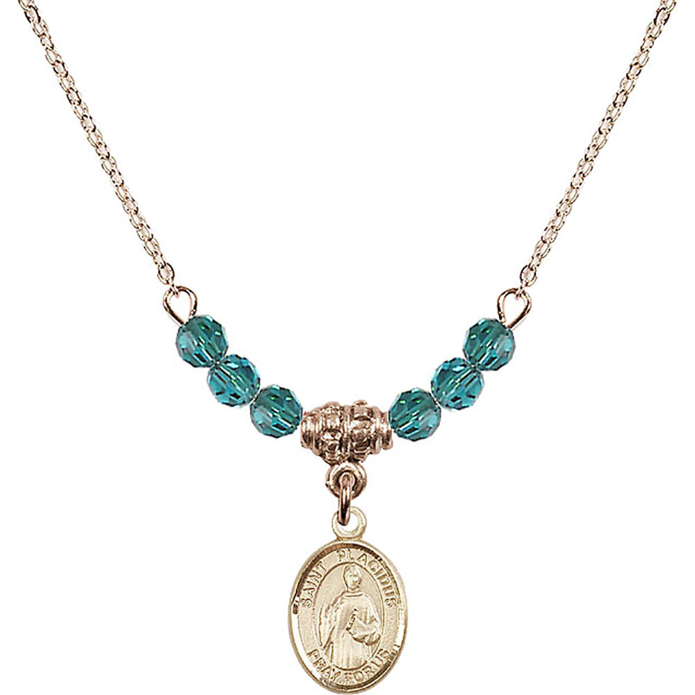 14kt Gold Filled Saint Placidus Birthstone Necklace with Zircon Beads - 9240