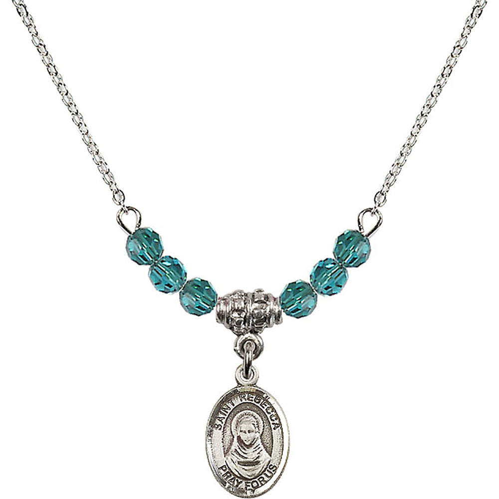 Sterling Silver Saint Rebecca Birthstone Necklace with Zircon Beads - 9252