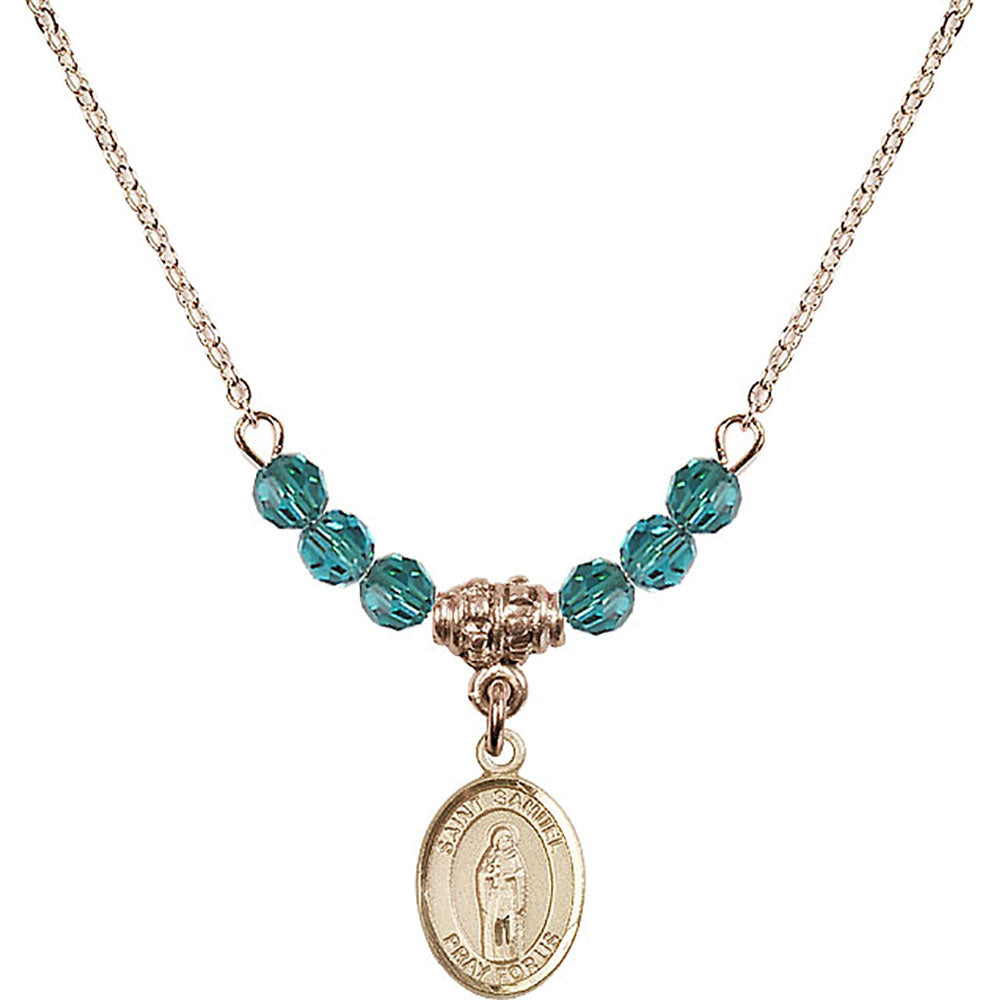 14kt Gold Filled Saint Samuel Birthstone Necklace with Zircon Beads - 9259