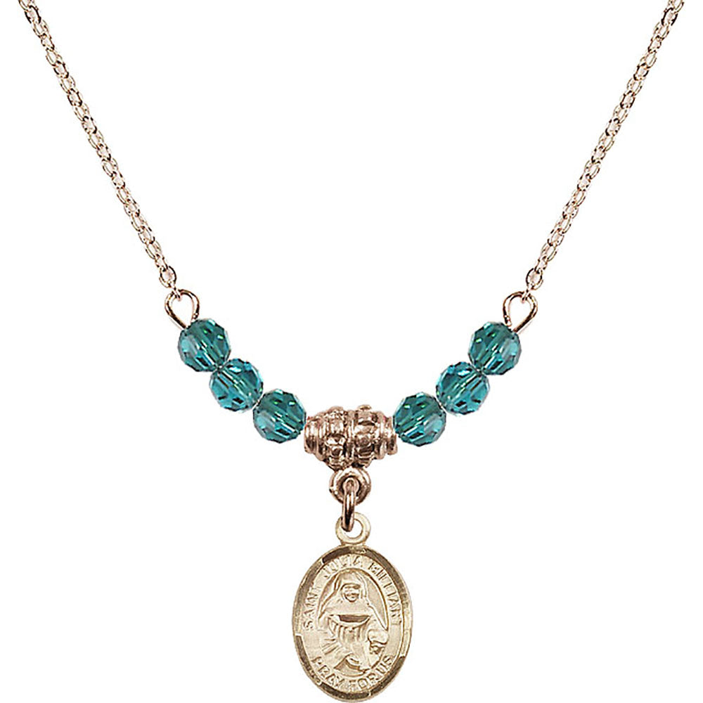14kt Gold Filled Saint Julia Billiart Birthstone Necklace with Zircon Beads - 9267