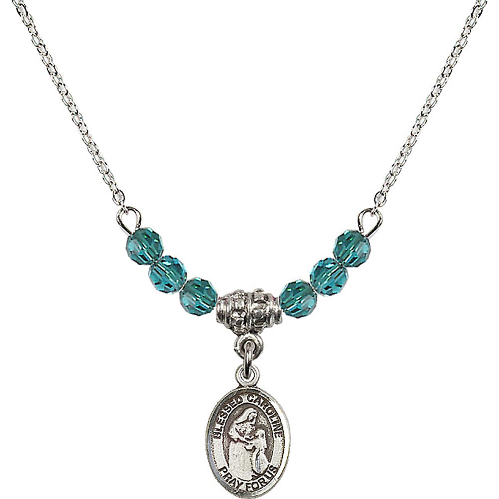 Sterling Silver Blessed Caroline Gerhardinger Birthstone Necklace with Zircon Beads - 9281
