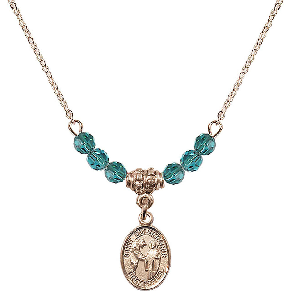 14kt Gold Filled Saint Columbanus Birthstone Necklace with Zircon Beads - 9321