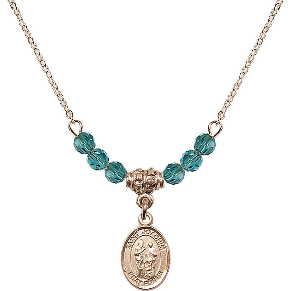 14kt Gold Filled Saint Joachim Birthstone Necklace with Zircon Beads - 9348