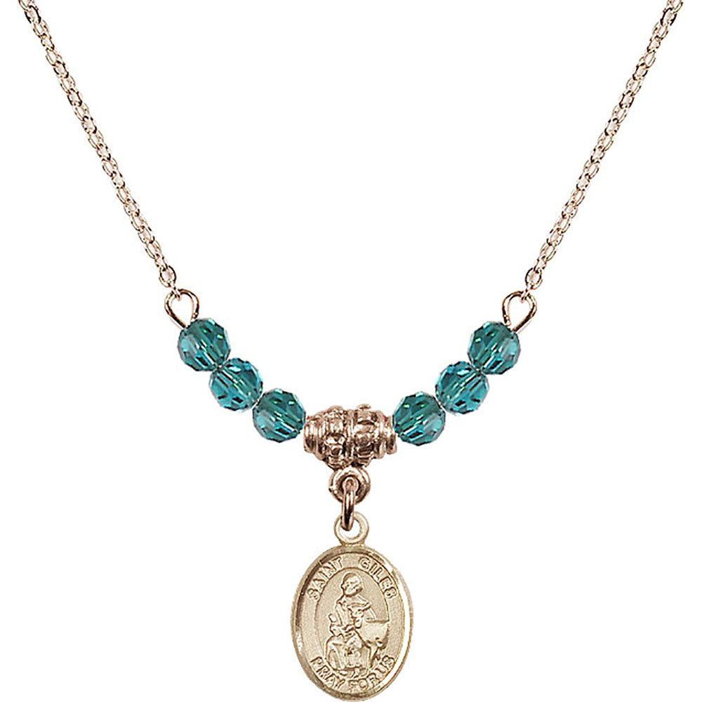 14kt Gold Filled Saint Giles Birthstone Necklace with Zircon Beads - 9349