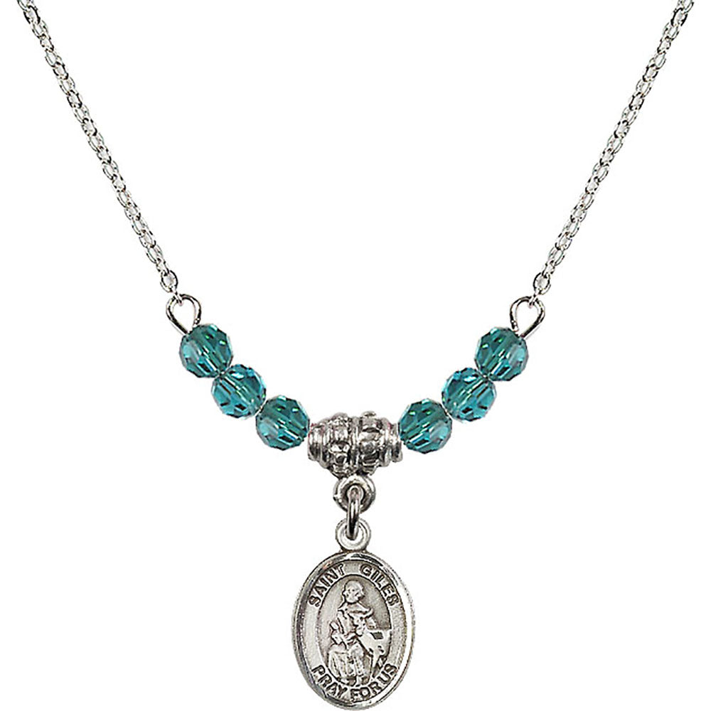 Sterling Silver Saint Giles Birthstone Necklace with Zircon Beads - 9349