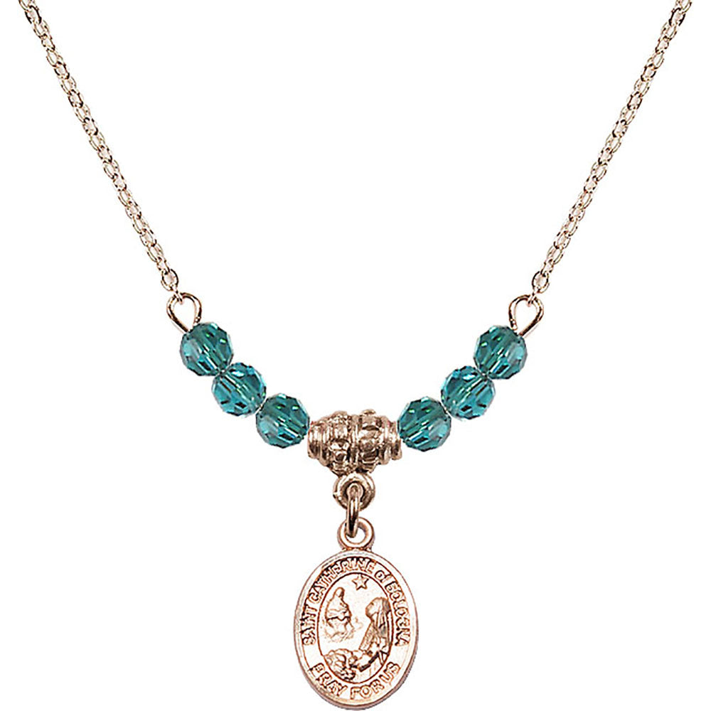 14kt Gold Filled Saint Catherine of Bologna Birthstone Necklace with Zircon Beads - 9354