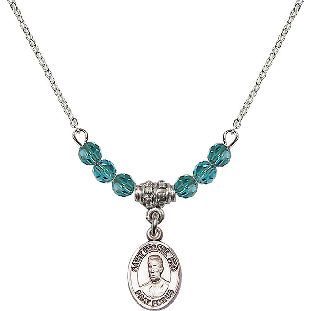 Sterling Silver Blessed Miguel Pro Birthstone Necklace with Zircon Beads - 9389